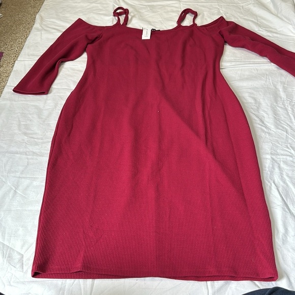 LANE BRYANT COLD SHOULDER LONG SLEEVE RIBBED BODYCON MIDI DRESS Sz 18/20 - Picture 4 of 7